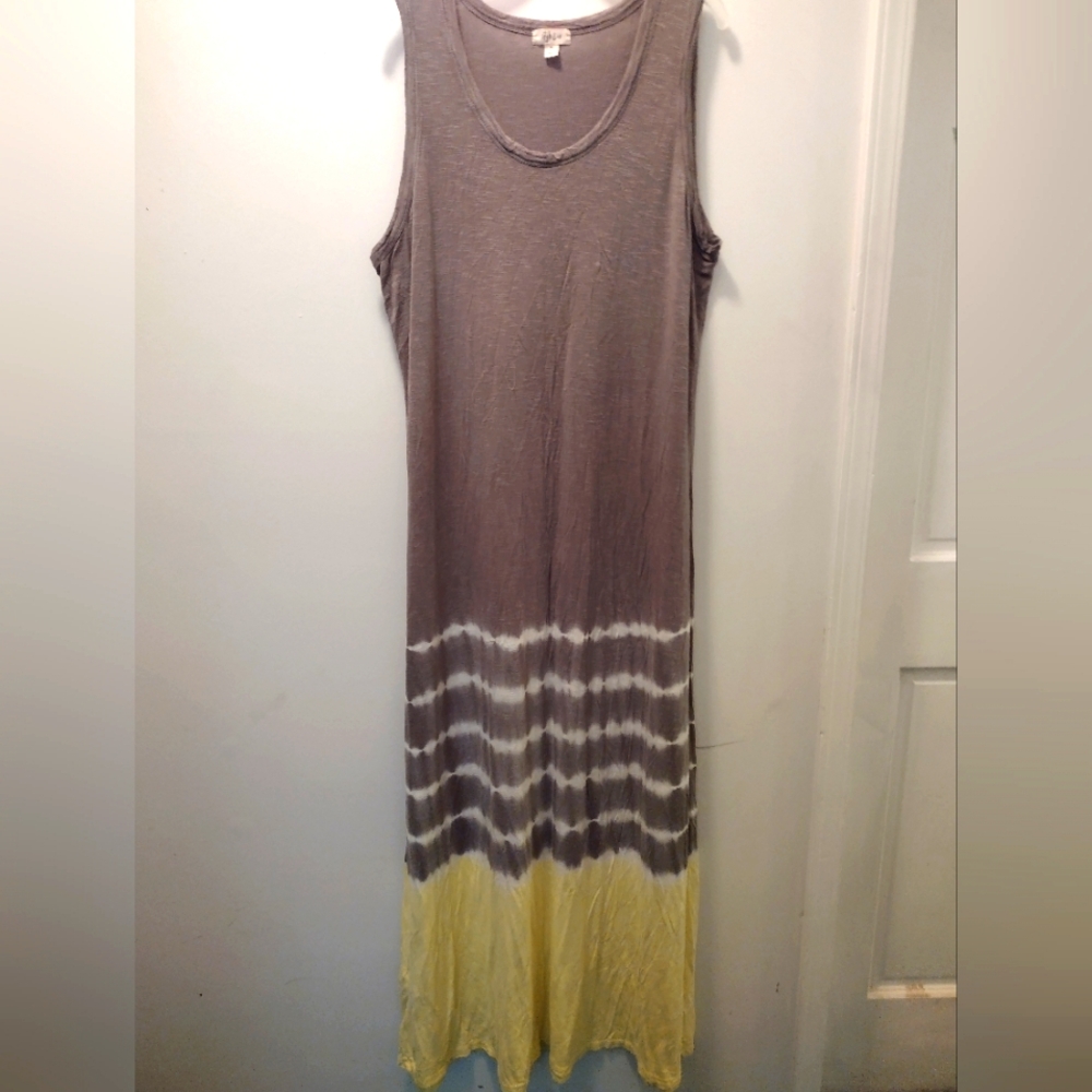 Style &Co Sleeveless Tie-Dye Maxi Dress - Brown and Yellow